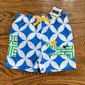 Mud Pie alligator swim trunk